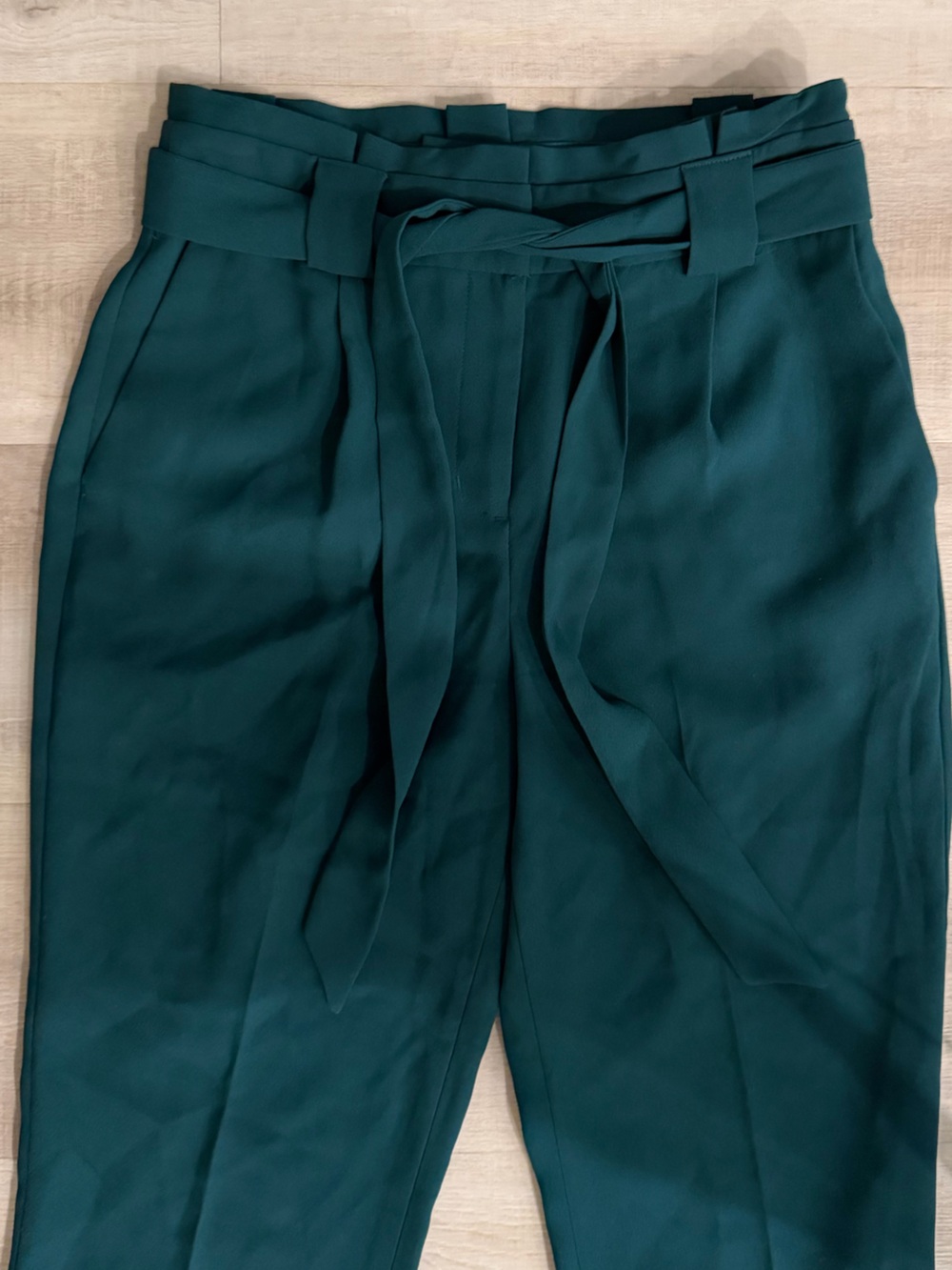 Express Teal Paperbag Waist Ankle Pants - Picture 3 of 6